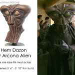 Hem Dazon, the Arcona, a latex Star Wars cantina alien mask, pairs well with a robe and latex hands