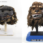 Doctor Who mask of a lion on Tardis display base