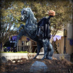 lifesized headless horseman and horse statue