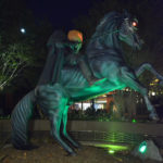 lifesized headless horseman and horse statue