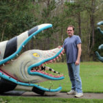 custom large foam props of a Beetlejuice Sandworm and claw sculpture