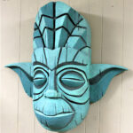 foam carved tiki mask prop Yoda, not baby yoda