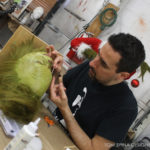 custom Grinch fur applied to makeup appliance