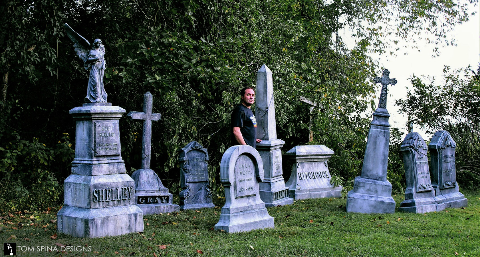 custom carved tombstone Halloween props for home haunt
