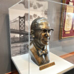 custom acrylic display case for company founder bust