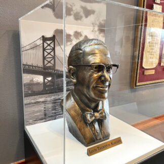 custom acrylic display case for company founder bust