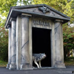 Custom mausoleum and tombstone Halloween decorations