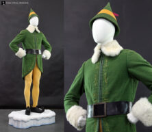 Buddy the Elf original costume from the movie on custom display mannequin