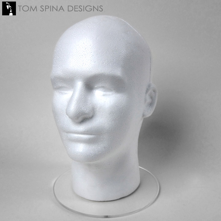 White Styrofoam Display Head with Acrylic Base