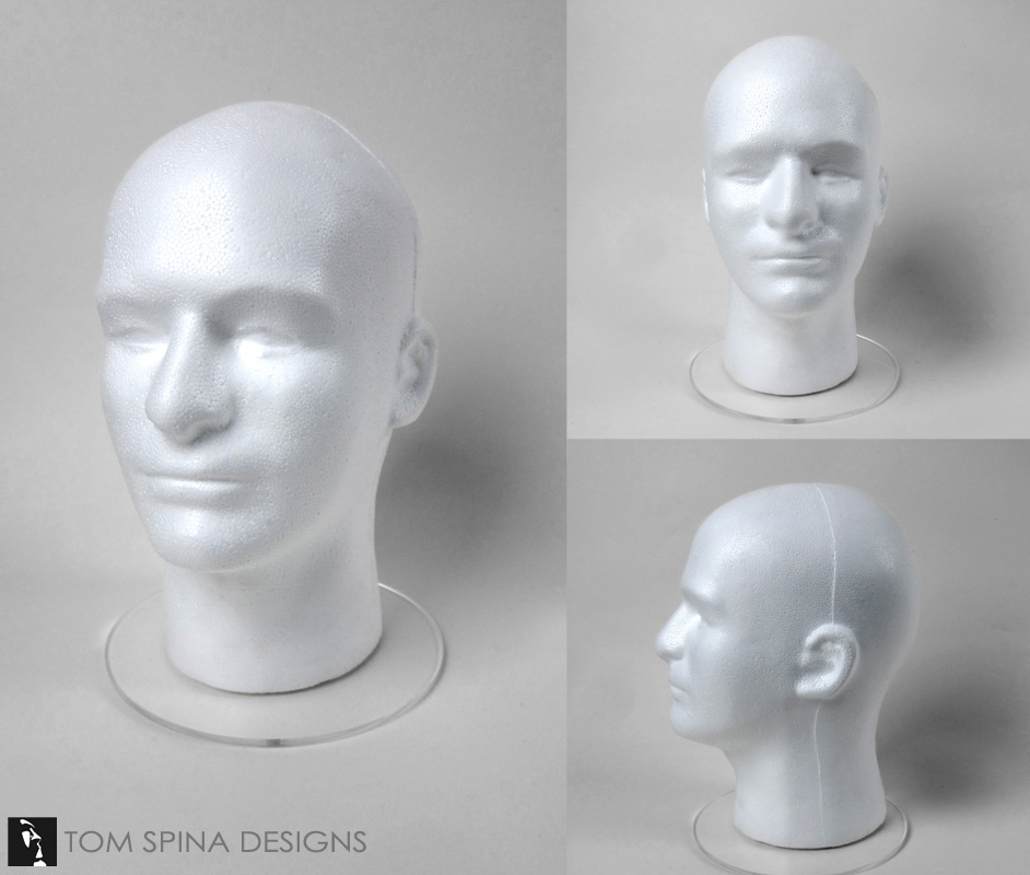 White Styrofoam Display Head with Acrylic Base - Image 2