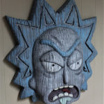 Rick Sanchez mask home decor in a tiki style